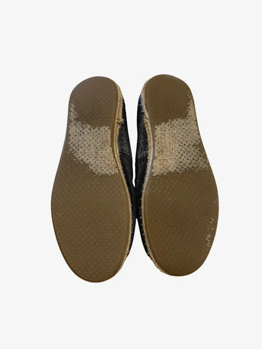 Toms Black Open-Toe Espadrille Flats With Woven Sole Womens Size 7